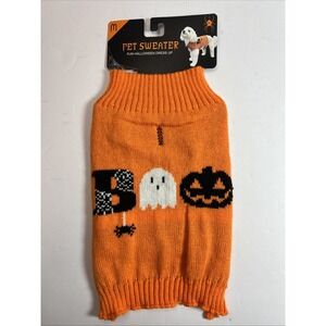 BOO Dog Pet Sweater NWT Orange‎ Costume Puppy Cat Ghost Pumpkin-Med